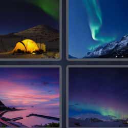 4 fotos 1 palabra aurora boreal