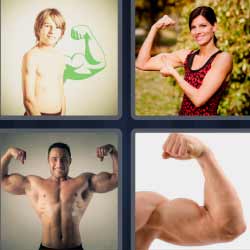 4 fotos 1 palabra hombre musculoso niño